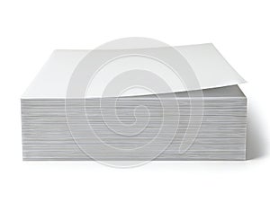 A stack of white paper sheets on a plain background
