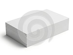A stack of white paper sheets on a plain white background with a slight shadow