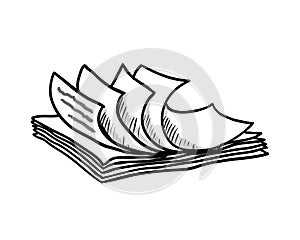 Stack of white papers, hand drawn style, vector photo