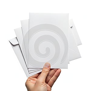 Stack of white papers isolated on white background