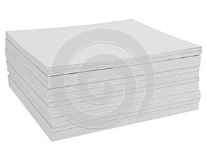 A stack of white papers isolated on white background
