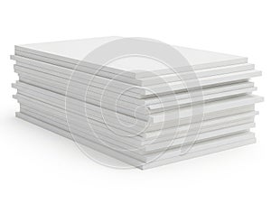 A stack of white, perforated paper sheets with a textured surface