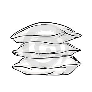 Stack of white pillow isolated on white