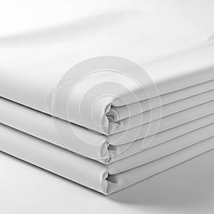 Stack of white pillowcases isolated on white background