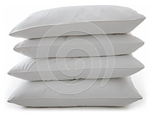 stack of white pillows isolated on white background