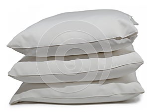 stack of white pillows isolated on white background