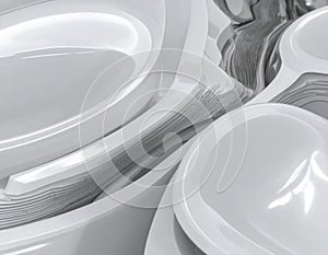 Stack of White Plastic Plates Closeup