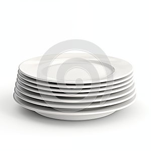 Stack Of White Plates Isolated On White Background