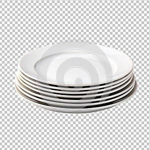 a stack of white plates isolated on transparent background