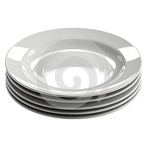 Stack of White Plates Tableware on transparent background AI Generated
