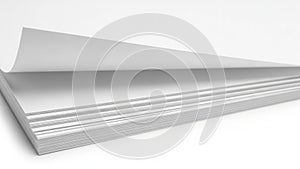 Stack of white printer paper isolated on white background