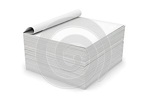 Stack of white printer paper isolated on white background