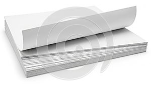 Stack of white printer paper isolated on white background
