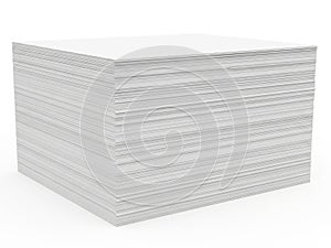 Stack of white printer paper ready for use