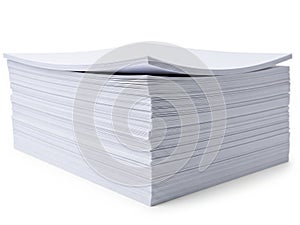 Stack of white printer paper ready for use