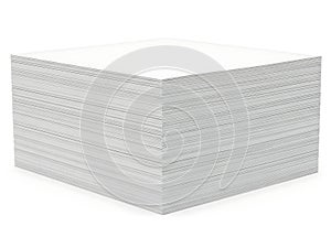 Stack of white printer paper ready for use