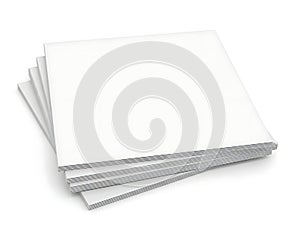 Stack of white printer paper sheets on desk