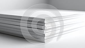 Stack of white paper sheets on a table