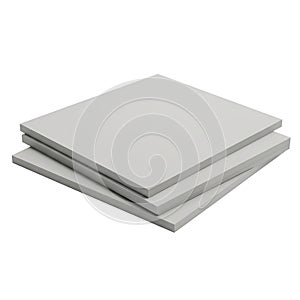 Stack of white rectangular objects on a white background