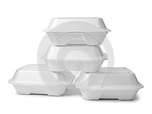Stack of white styrofoam containers