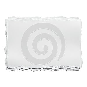 Stack of White Torn Paper Sheets isolated on white background ripped edges