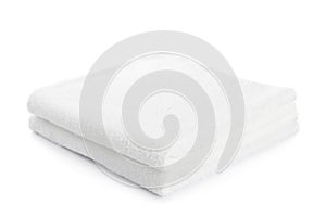 Stack of white towels isolated