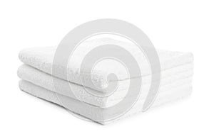 Stack of white towels isolated