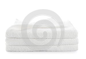 Stack of white towels isolated