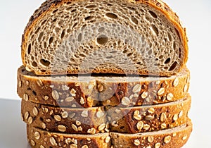 Stack of whole grain bread slices