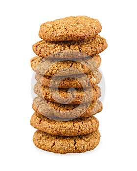 Stack of whole grain cookies with oatmeal