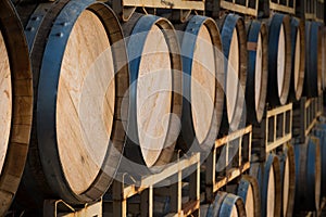 Stack of wine barrels