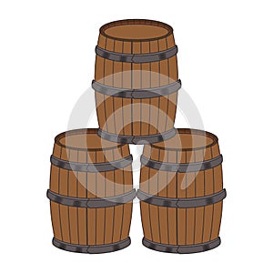Stack of wine wooden barrels design