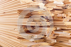 Stack of wood boards for construction or