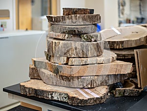 Stack of Wood in a Dendrochronology Laboratory photo