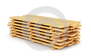 Stack wood plank isolated on white background.