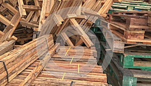 Stack of wood in storage warehouse