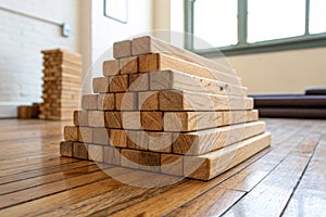 Stack of wooden bars