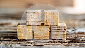 A stack of wooden blocks with a brown color by AI generated image