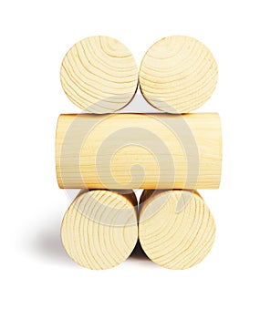 Stack of Wooden Cylindrical Blocks