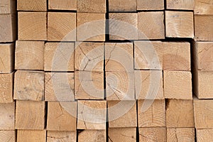 Stack of the wooden material lumber