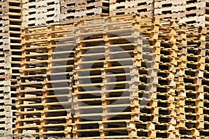 A stack of wooden pallets