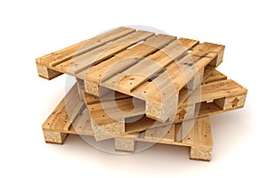 Stack of wooden pallets.