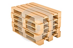Stack of wooden pallets. 3D rendering