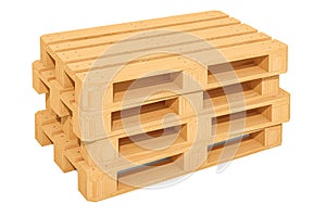 Stack of wooden pallets, 3D rendering