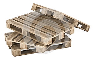 Stack of wooden pallets. 3D rendering