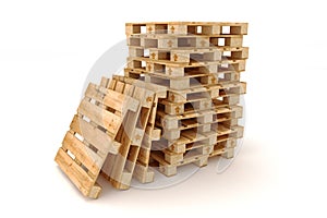 Stack of wooden pallets.