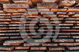Stack of wooden planks solid-sawn timber construction material