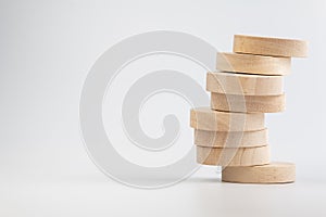 Unstable wood stack for risk concept