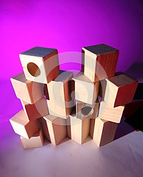 Stack of wooden toy bricks