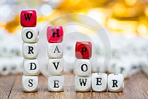 Stack of Words have power dice puzzle